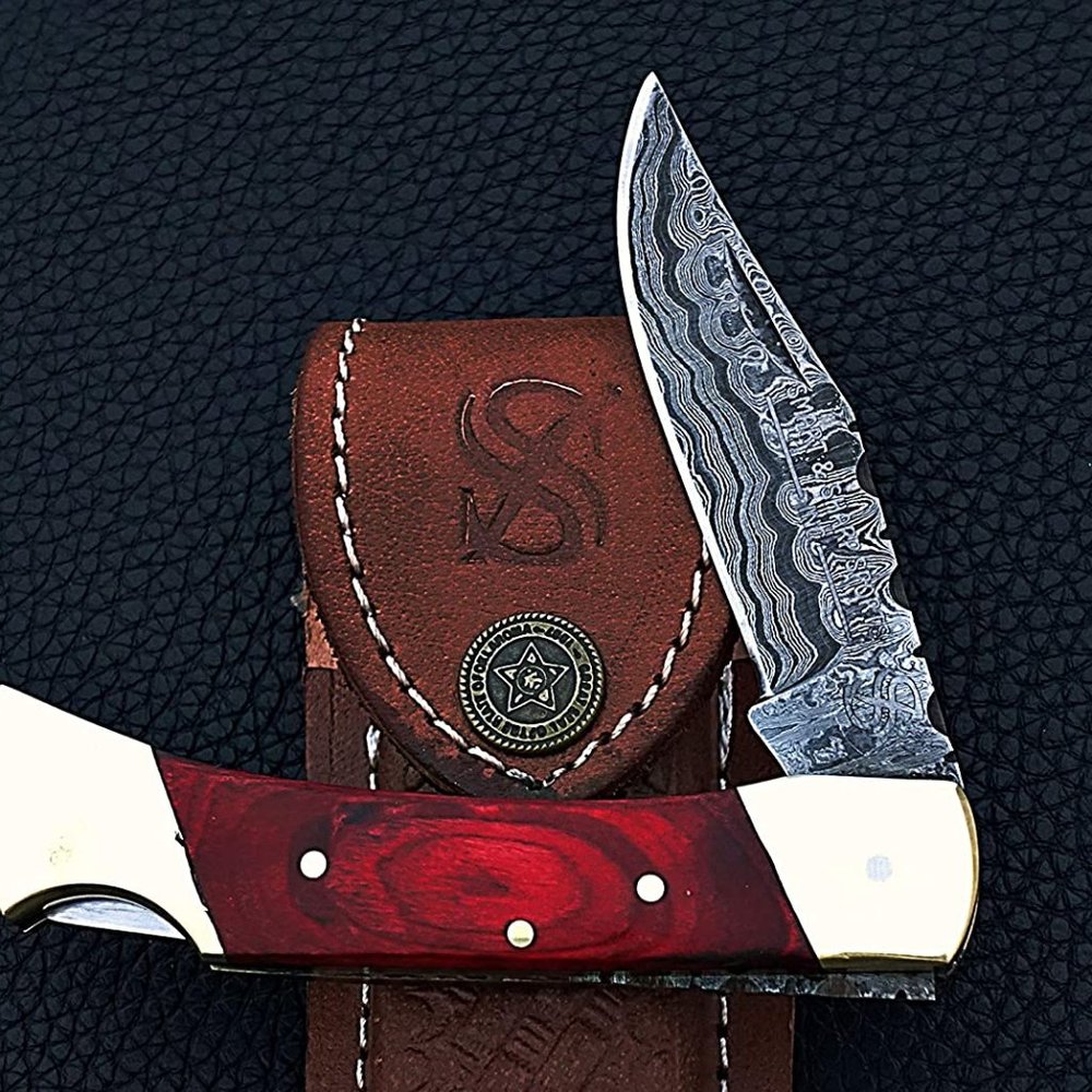 COPY - Custom Handmade Damascus Steel Folding SS17394